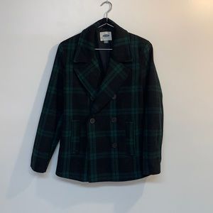 Old navy winter coat black/green plaid size M